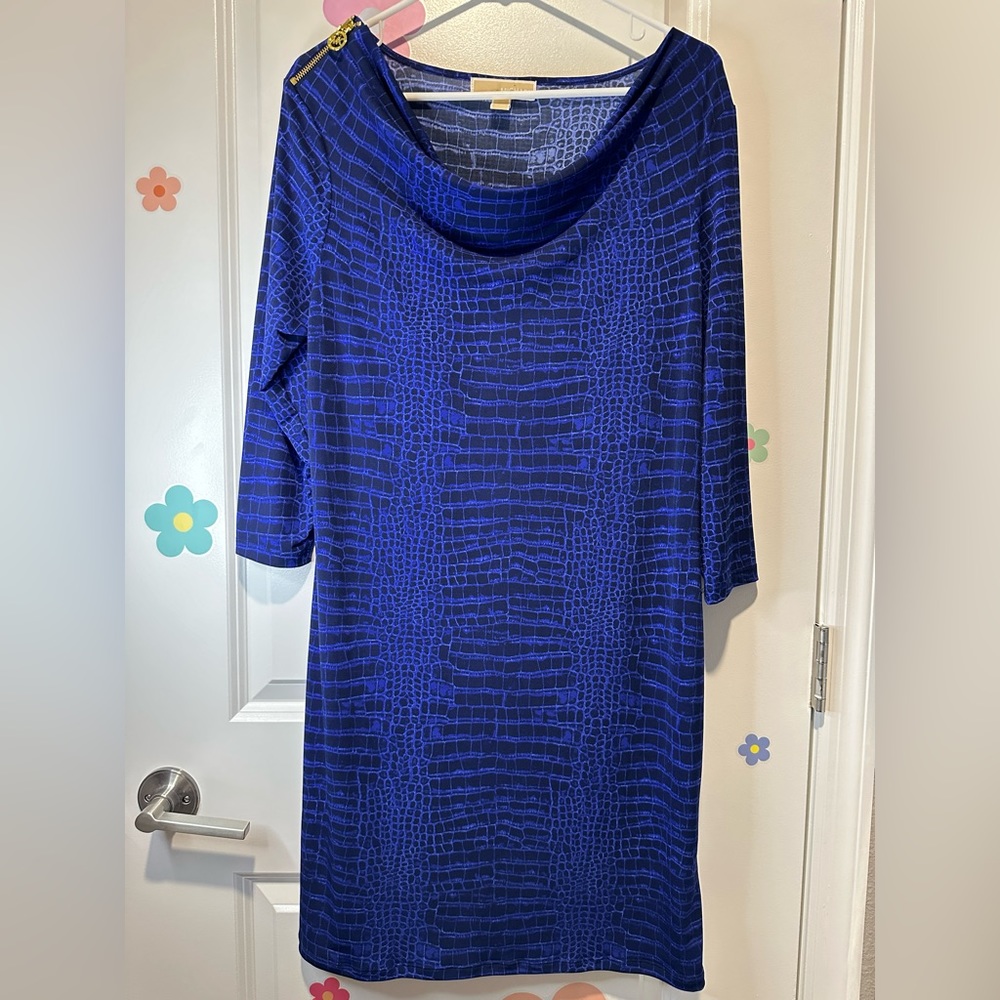 Michael Kors Blue Croco Print Dress